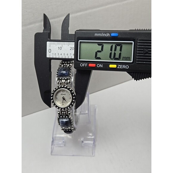Victoria Lace Quartz Blue Cabochon Watch Japan Silver Tone Womens New Battery - Picture 5 of 10